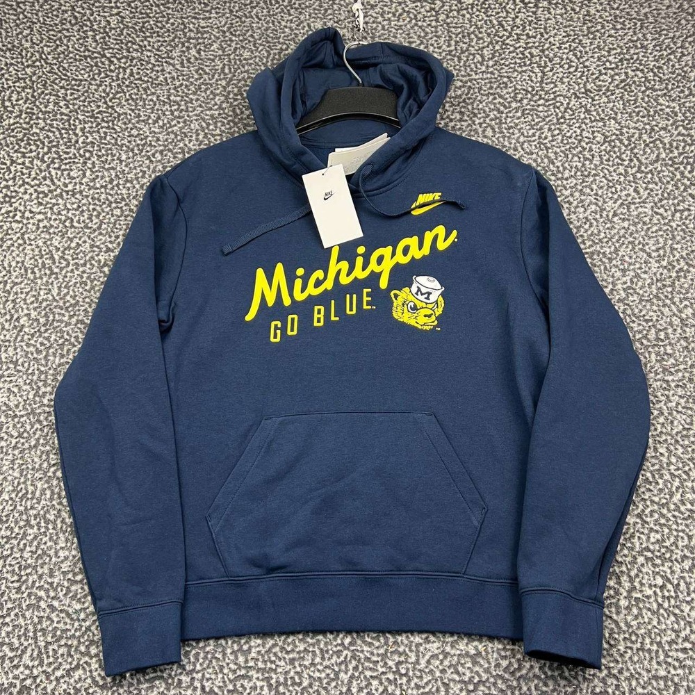 Nike Michigan Wolverines Go Blue Hoodie Women Medium Navy Blue Yellow New M